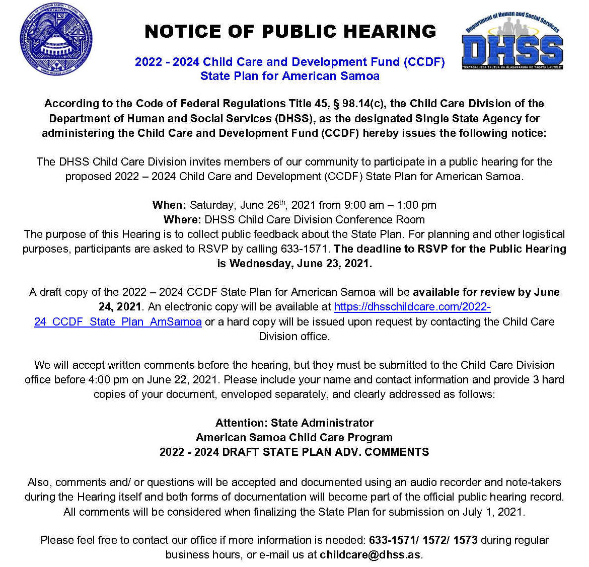 American Samoa Department of Human & Social Services